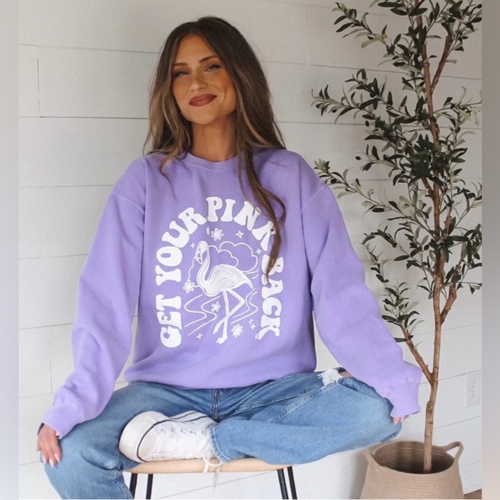 Get Your Pink Back Limited Edition Pigment Purple Puffy Crewneck
